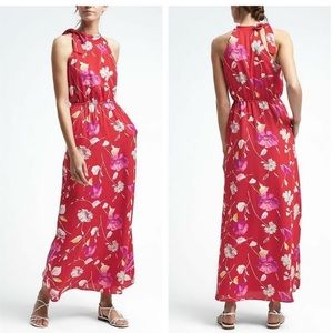 Banana Republic Floral Tie-Neck Maxi Dress
